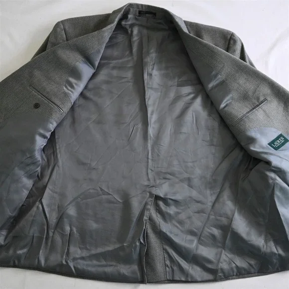 Lauren Ralph Lauren 46R Gray Nailshead Mens Blazer Sport Coat Jacket